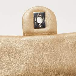 Pre Owned Chanel Metallic Beige Studded Chevron Leather Stud Wars CC Flap Crossbody Bag