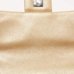 Pre Owned Chanel Metallic Beige Studded Chevron Leather Stud Wars CC Flap Crossbody Bag