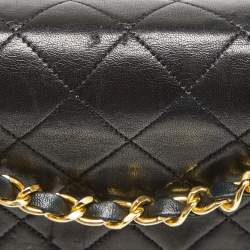 Pre Owned Chanel Black Quilted Leather Vintage Classic Double Flap Bag 