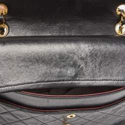 Pre Owned Chanel Black Quilted Leather Vintage Classic Double Flap Bag 