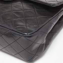 Pre Owned Chanel Black Quilted Leather Vintage Classic Double Flap Bag 
