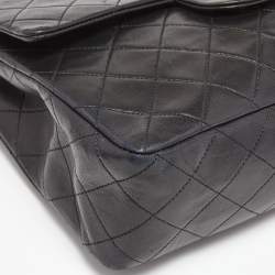 Pre Owned Chanel Black Quilted Leather Vintage Classic Double Flap Bag 