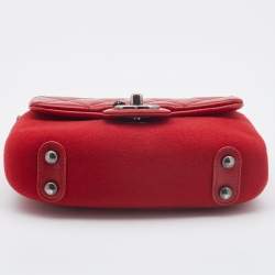 Pre Owned Chanel Red Quilted Leather and Felt Paris Salzburg Flap Shoulder Bag