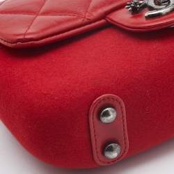 Pre Owned Chanel Red Quilted Leather and Felt Paris Salzburg Flap Shoulder Bag