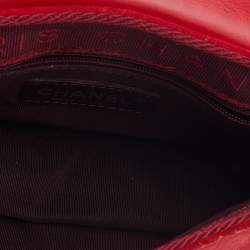 Pre Owned Chanel Red Quilted Leather and Felt Paris Salzburg Flap Shoulder Bag