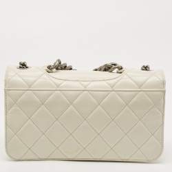 Pre Owned Chanel Off White Quilted Leather Medium Perfect Edge Flap Bag