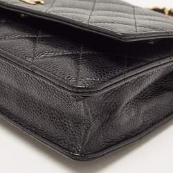 Chanel Black Quilted Caviar Leather WOC Clutch Bag