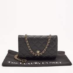Chanel Black Quilted Caviar Leather WOC Clutch Bag