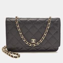 Chanel Black Quilted Caviar Leather WOC Clutch Bag