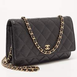 Chanel Black Quilted Caviar Leather WOC Clutch Bag
