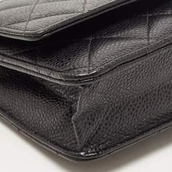 Chanel Black Quilted Caviar Leather WOC Clutch Bag