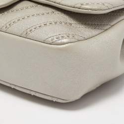 Chanel Metallic Grey Chevron Leather Studded Small Classic Flap Bag