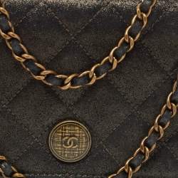 Chanel Black Quilted Iridescent Leather Edimbourgh WOC Clutch Bag