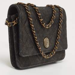 Chanel Black Quilted Iridescent Leather Edimbourgh WOC Clutch Bag