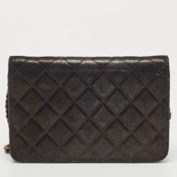 Chanel Black Quilted Iridescent Leather Edimbourgh WOC Clutch Bag