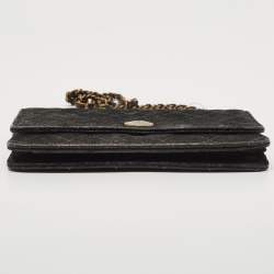 Chanel Black Quilted Iridescent Leather Edimbourgh WOC Clutch Bag