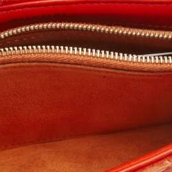 Pre Owned Chanel Orange Quilted Velvet CC Mini Phone Holder Clutch