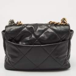 Chanel Black Quilted Leather CC Chain Link 19 Flap Bag