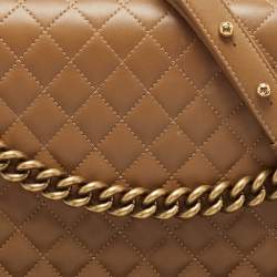 Pre Owned Chanel Beige Quilted Leather Large Boy Flap Bag
