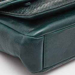 Pre Owned Chanel Green Quilted Leather and Python Urban Mix Flap Bag