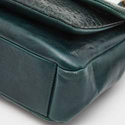 Pre Owned Chanel Green Quilted Leather and Python Urban Mix Flap Bag