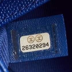 Pre Owned Chanel Blue Caviar Leather Medium Coco Top Handle Bag