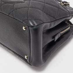 Pre Owned Chanel Black Quilted Caviar Soft Leather Medium Timeless Shopping Tote