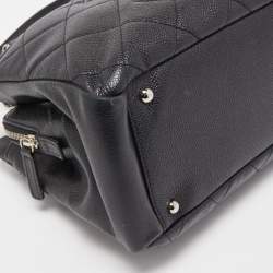 Pre Owned Chanel Black Quilted Caviar Soft Leather Medium Timeless Shopping Tote