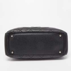 Pre Owned Chanel Black Quilted Caviar Soft Leather Medium Timeless Shopping Tote