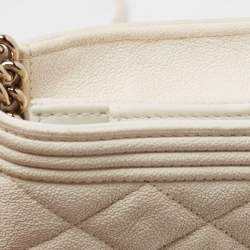 Chanel White Quilted Leather Boy WOC Bag