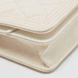 Chanel White Quilted Leather Boy WOC Bag