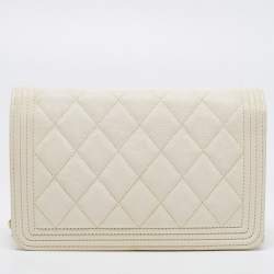 Chanel White Quilted Leather Boy WOC Bag