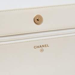 Chanel White Quilted Leather Boy WOC Bag