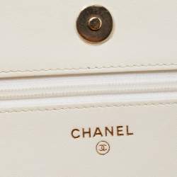 Chanel White Quilted Leather Boy WOC Bag