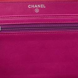 Chanel Pink Leather CC Camellia Zip Around Wallet Organizer 