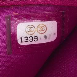 Chanel Pink Leather CC Camellia Zip Around Wallet Organizer 