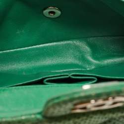 Pre Owned Chanel Green Quilted Perforated Leather East/West Classic Flap Bag