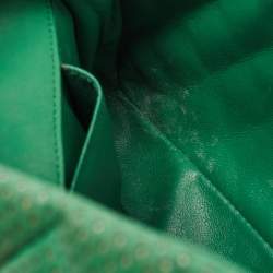 Pre Owned Chanel Green Quilted Perforated Leather East/West Classic Flap Bag
