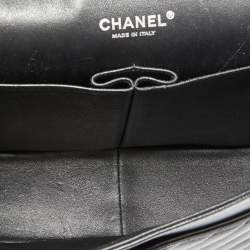 Pre Owned Chanel Black Chevron Quilted Caviar Leather Jumbo Classic Double Flap Bag