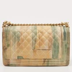 Pre Owned Chanel Multicolor Quilted Leather Medium Boy Bag