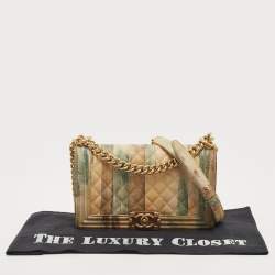 Pre Owned Chanel Multicolor Quilted Leather Medium Boy Bag