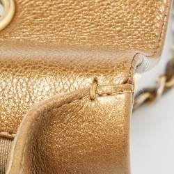 Pre Owned Chanel Gold/Black Quilted Leather Flap Shoulder Bag