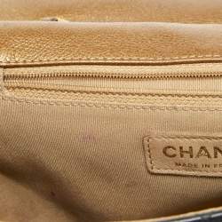 Pre Owned Chanel Gold/Black Quilted Leather Flap Shoulder Bag