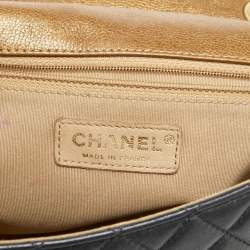 Pre Owned Chanel Gold/Black Quilted Leather Flap Shoulder Bag