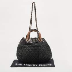 Pre Owned Chanel Black/Burgundy Quilted Nubuck and Leather In The Mix Bag