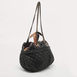 Pre Owned Chanel Black/Burgundy Quilted Nubuck and Leather In The Mix Bag