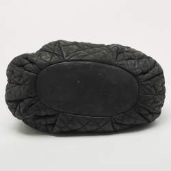 Pre Owned Chanel Black/Burgundy Quilted Nubuck and Leather In The Mix Bag