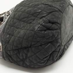 Pre Owned Chanel Black/Burgundy Quilted Nubuck and Leather In The Mix Bag