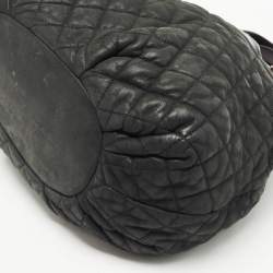 Pre Owned Chanel Black/Burgundy Quilted Nubuck and Leather In The Mix Bag