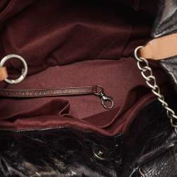 Pre Owned Chanel Black/Burgundy Quilted Nubuck and Leather In The Mix Bag